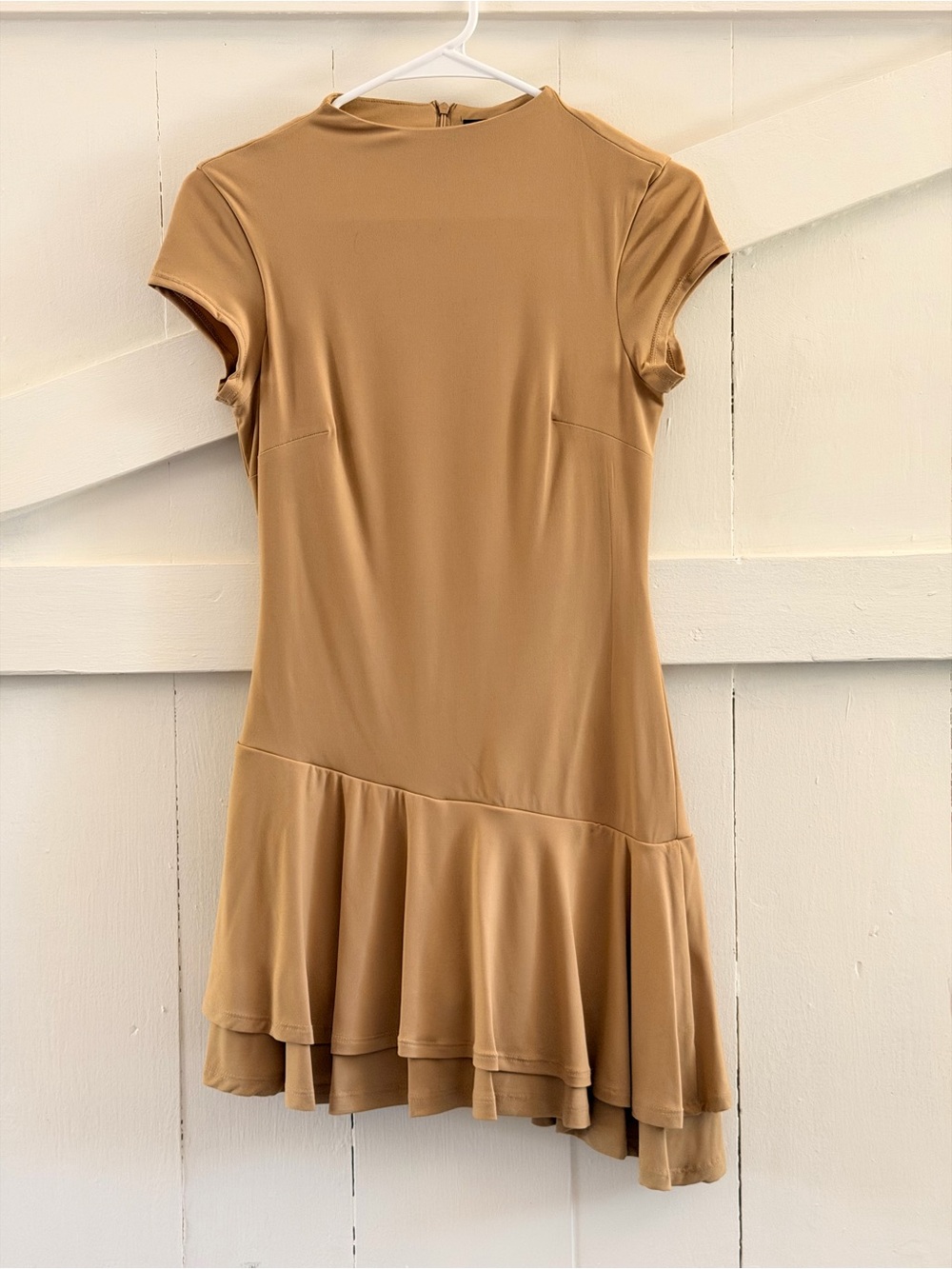 NWOT Zara camel tan short sleeve dress